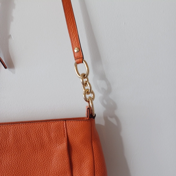 michael kors handbag Orange And Gold adjustable strap 7in. Deep Pre Owned - Picture 4 of 16
